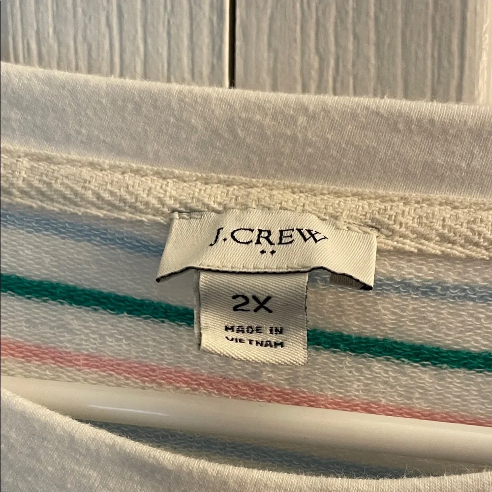 J. Crew Striped Sweatshirt - Green, Pink, White